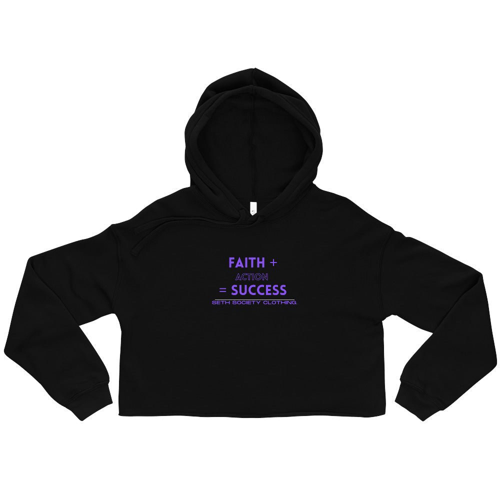 Faith Plus Action Equals Success Crop Hoodie For Women - Seth Society