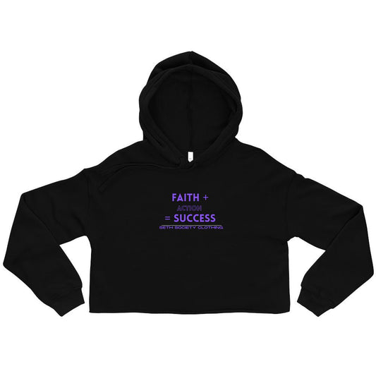 Faith Plus Action Equals Success Crop Hoodie For Women - Seth Society