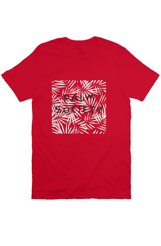 Red T-shirt Palm Print, trendy urban beach style