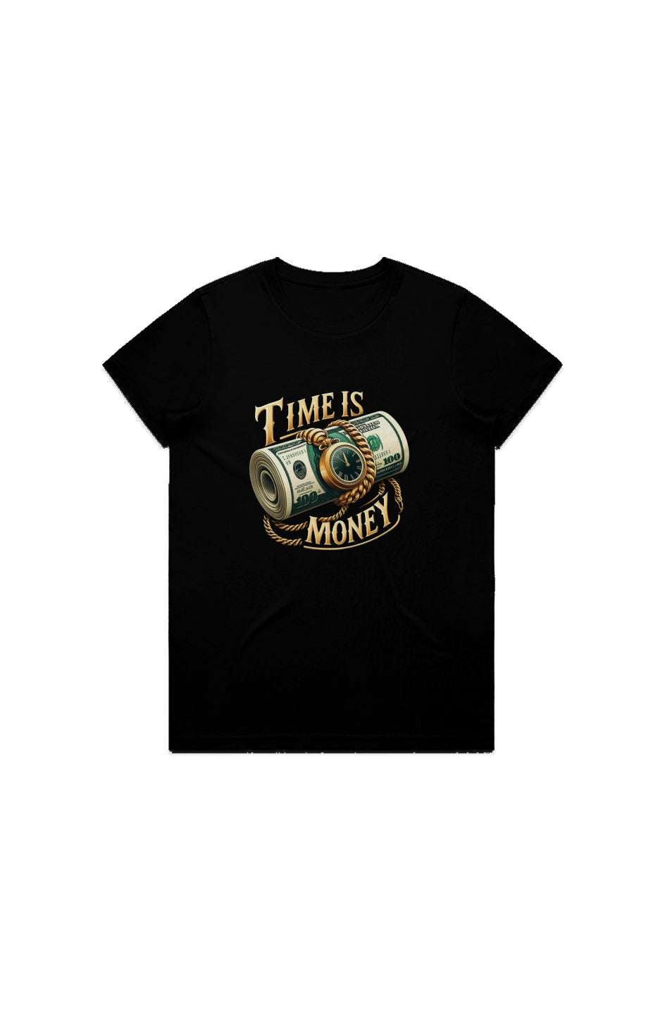 Time Is Money Gold Chain - Black T-Shirt - Seth Society